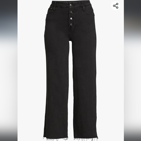 💋 Wide leg Button Fly High Rise Crop Jeans Plus Sizes 16,18 & 20 NWT - Picture 2 of 8